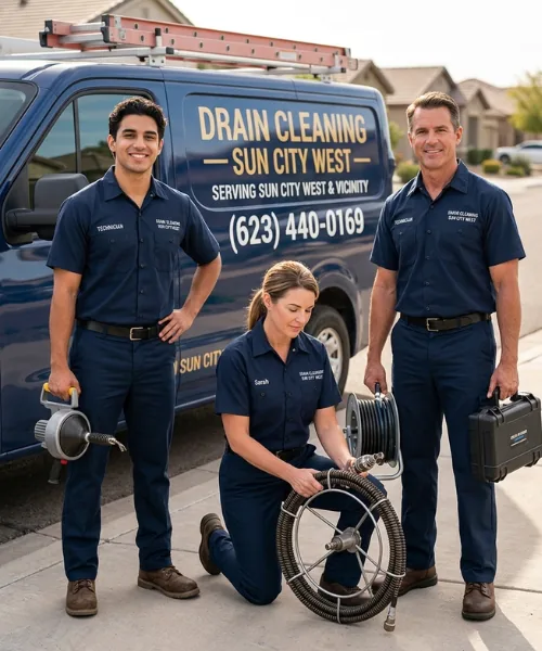 Drain Cleaning Sun City West technicians with the company service van